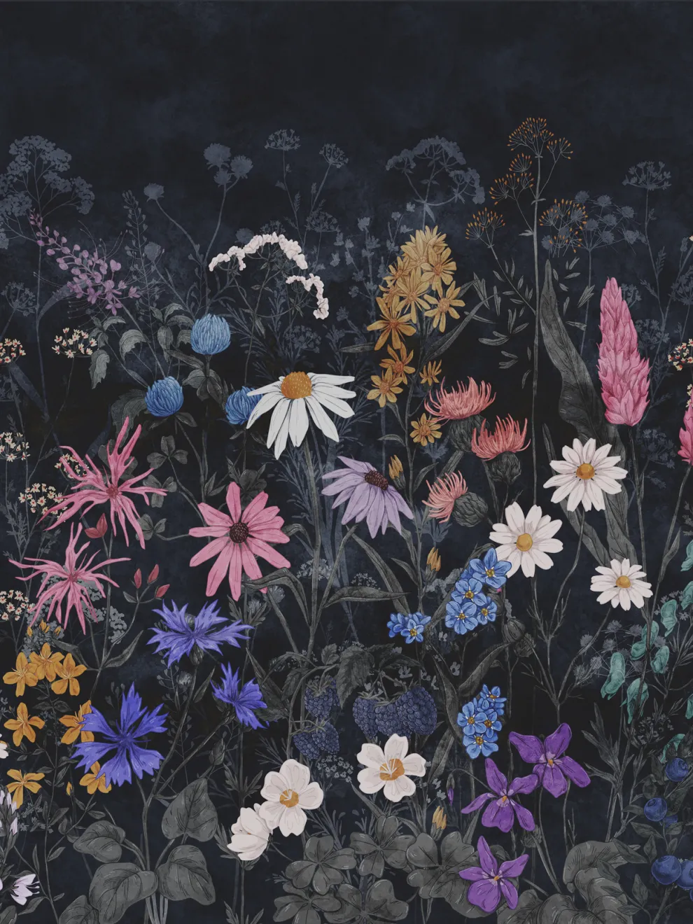 Wild Floral Landscape Nursery Wallpaper Mural
