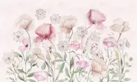 Delicate Watercolor Poppies Blooms Wallpaper Mural