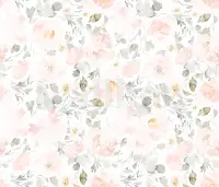 Watercolor Pink Floral Pattern Wallpaper Mural