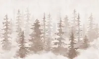 Misty Forest Silhouette Watercolor Wallpaper Mural