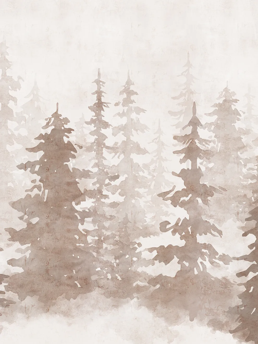 Misty Forest Silhouette Watercolor Wallpaper Mural