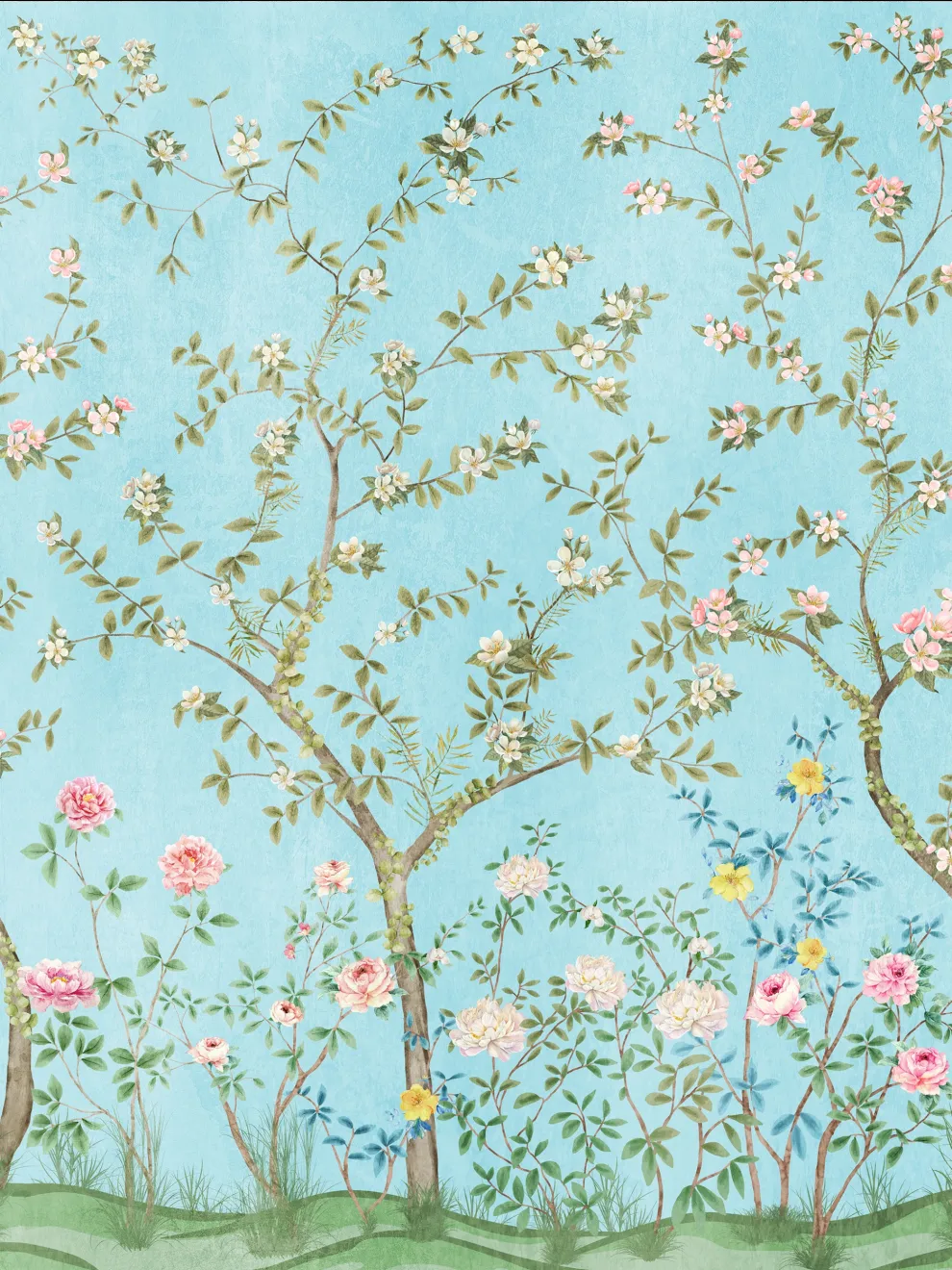 Soothing Forest and Flowers Wallpaper Mural