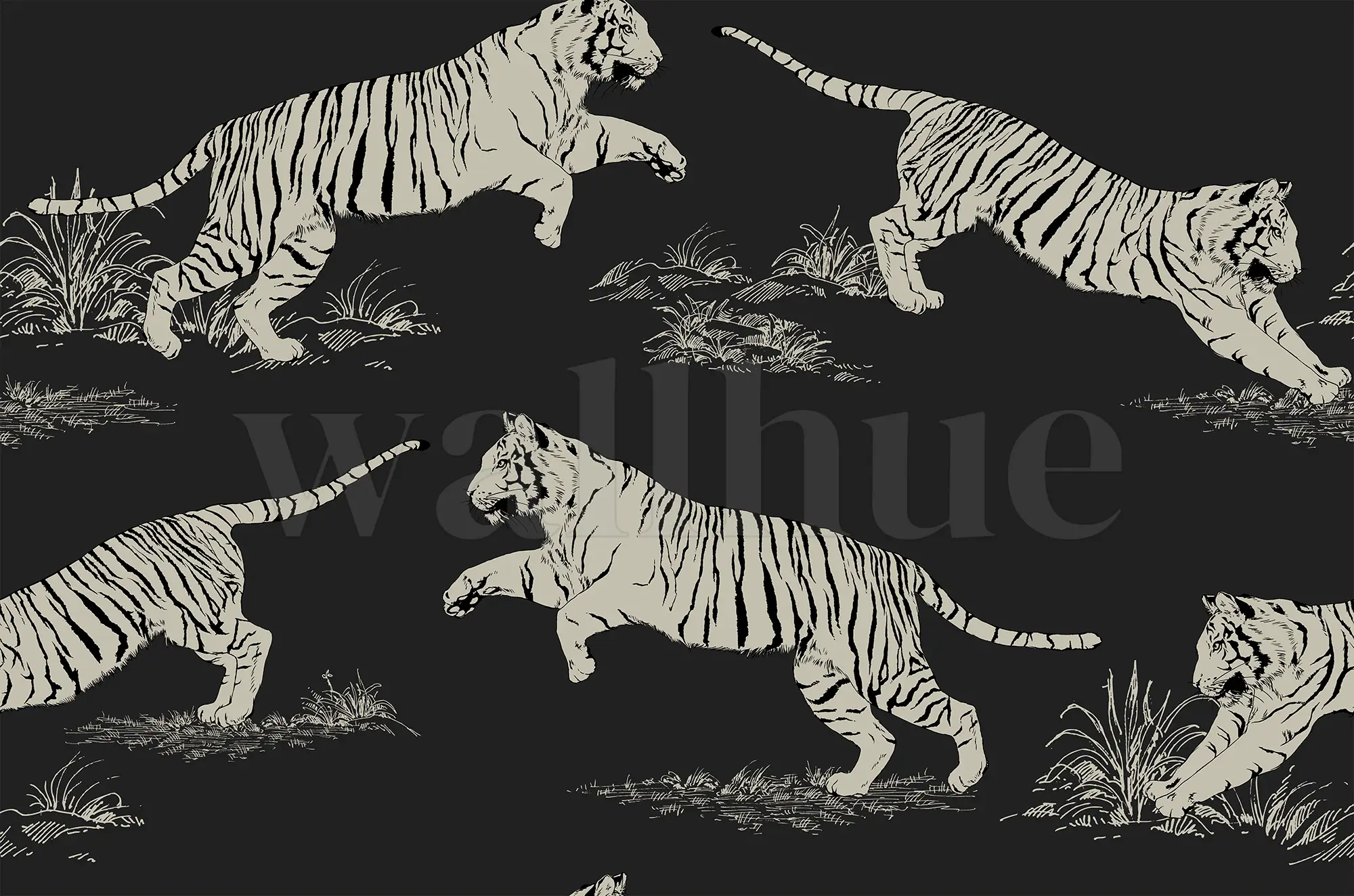 Wild Tiger Pattern Wallpaper Mural