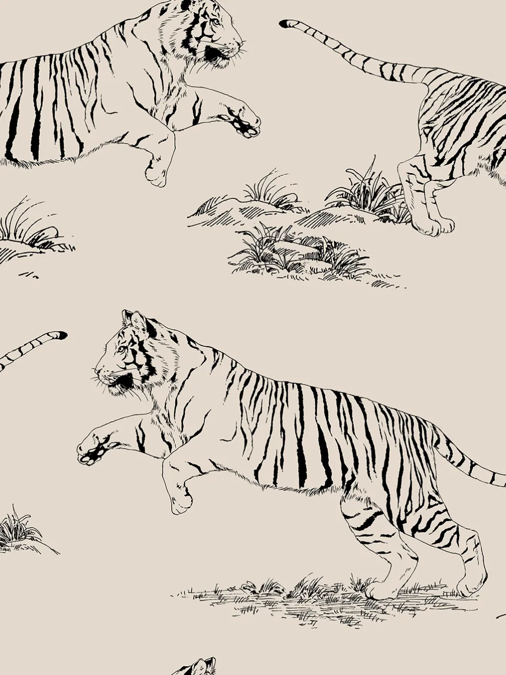 Wild Tiger Pattern Wallpaper Mural