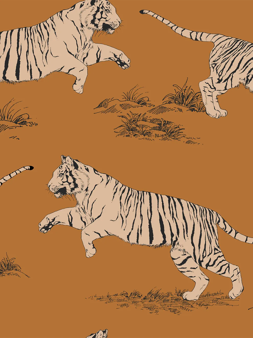 Wild Tiger Pattern Wallpaper Mural