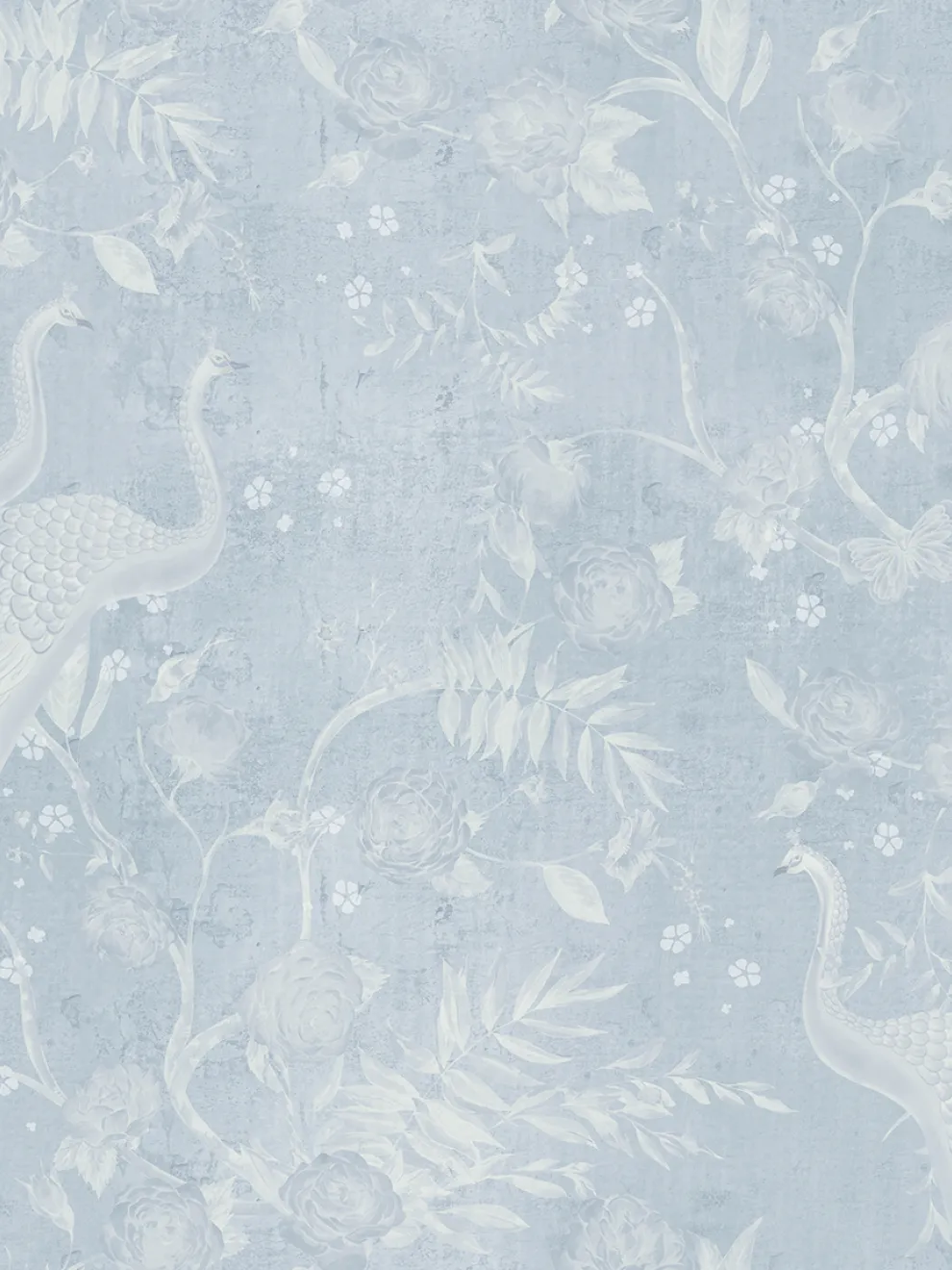 Soft Floral Elegance Peacock Wallpaper Mural