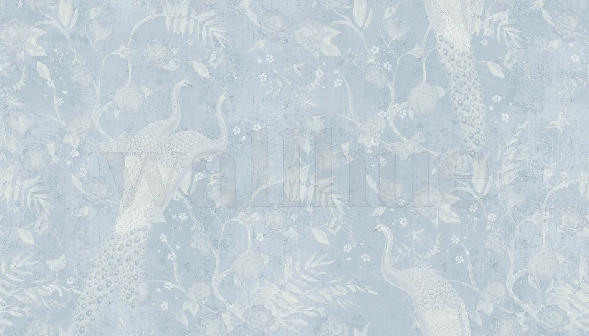 Soft Floral Elegance Peacock Wallpaper Mural