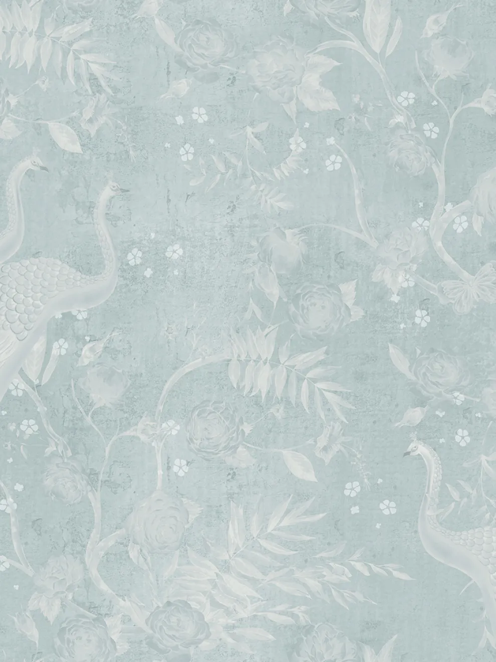 Soft Floral Elegance Peacock Wallpaper Mural