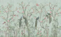 Floral Elegance Peacock Rose Garden Wallpaper Mural