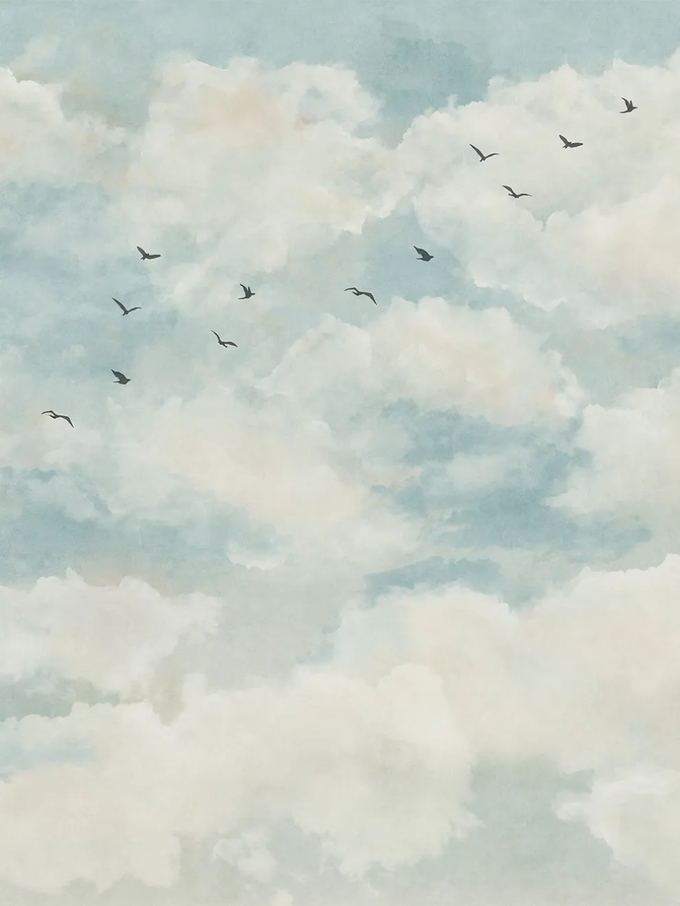 Soothing Skies Bird Flight Panoramic Wallpaper