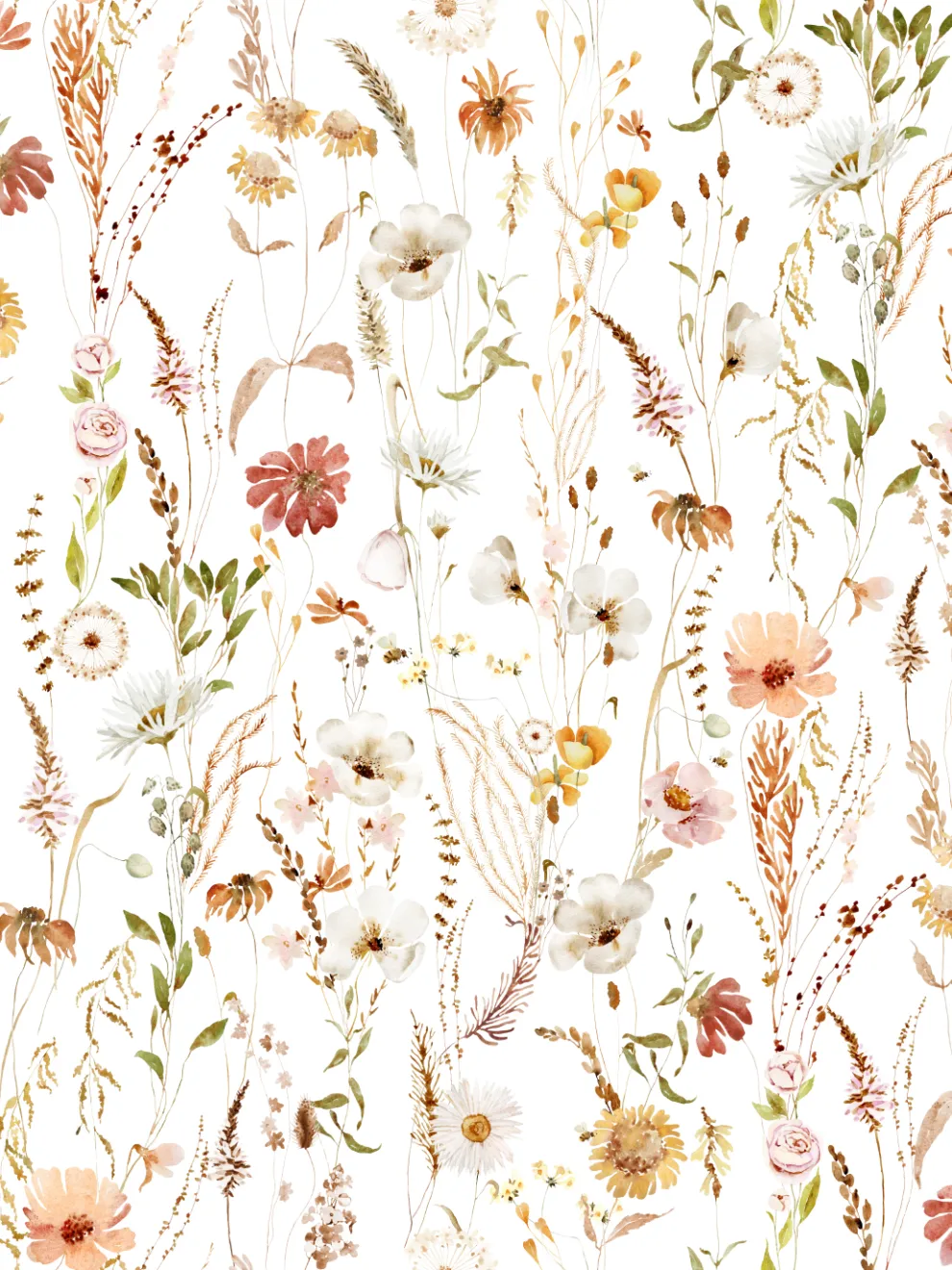 Delicate Wild Bloom Garden Wallpaper Mural