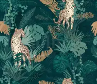 Elegant Jungle Leopard Pattern Wallpaper Mural
