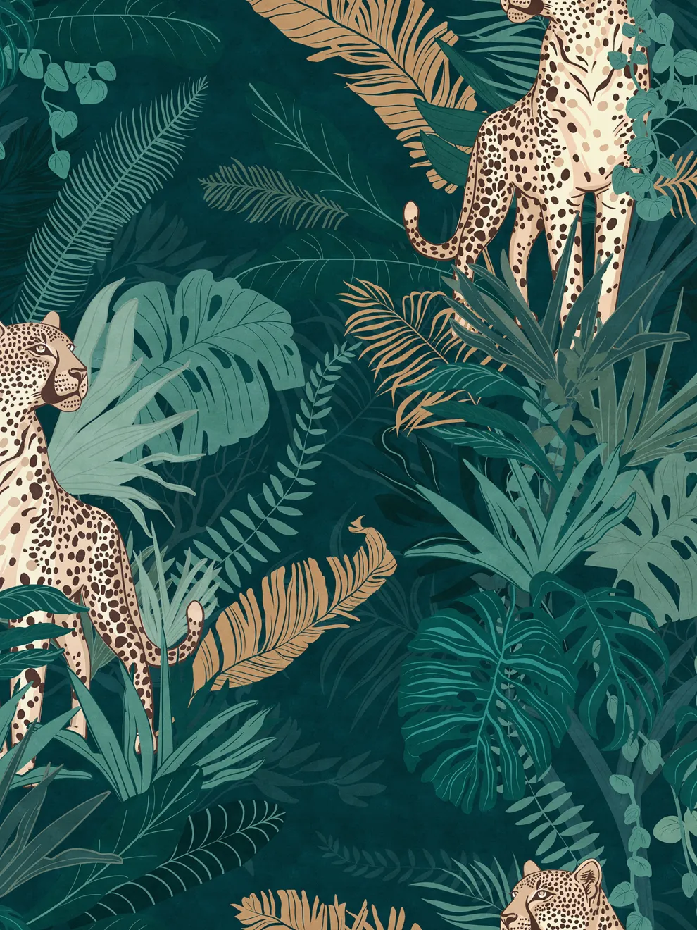 Elegant Jungle Leopard Pattern Wallpaper Mural