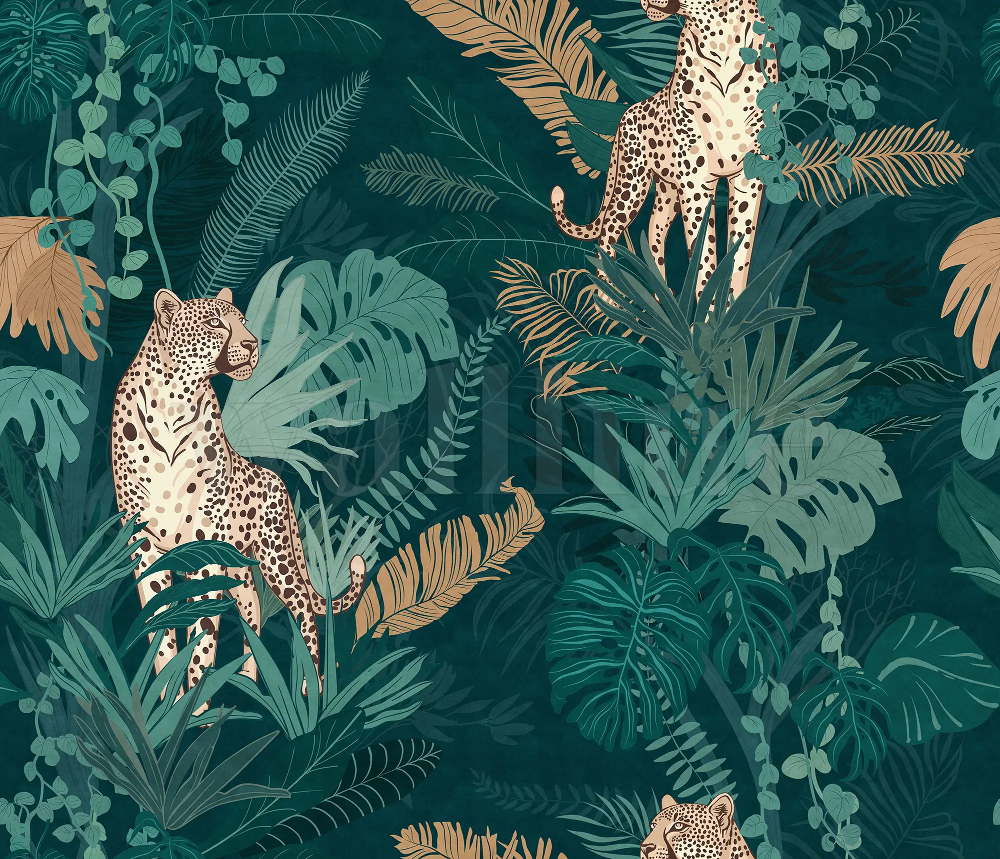 Elegant Jungle Leopard Pattern Wallpaper Mural