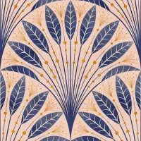 Elegant Fan Leaf Pattern Wallpaper Mural