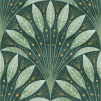 Elegant Fan Leaf Pattern Wallpaper Mural