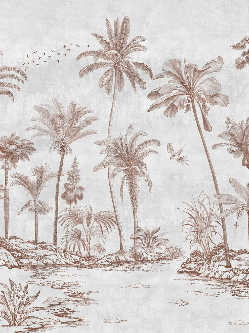 Vintage Sepia Palms Botanical Wallpaper Mural