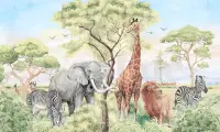 African Safari Panorama Wildlife Wallpaper Mural