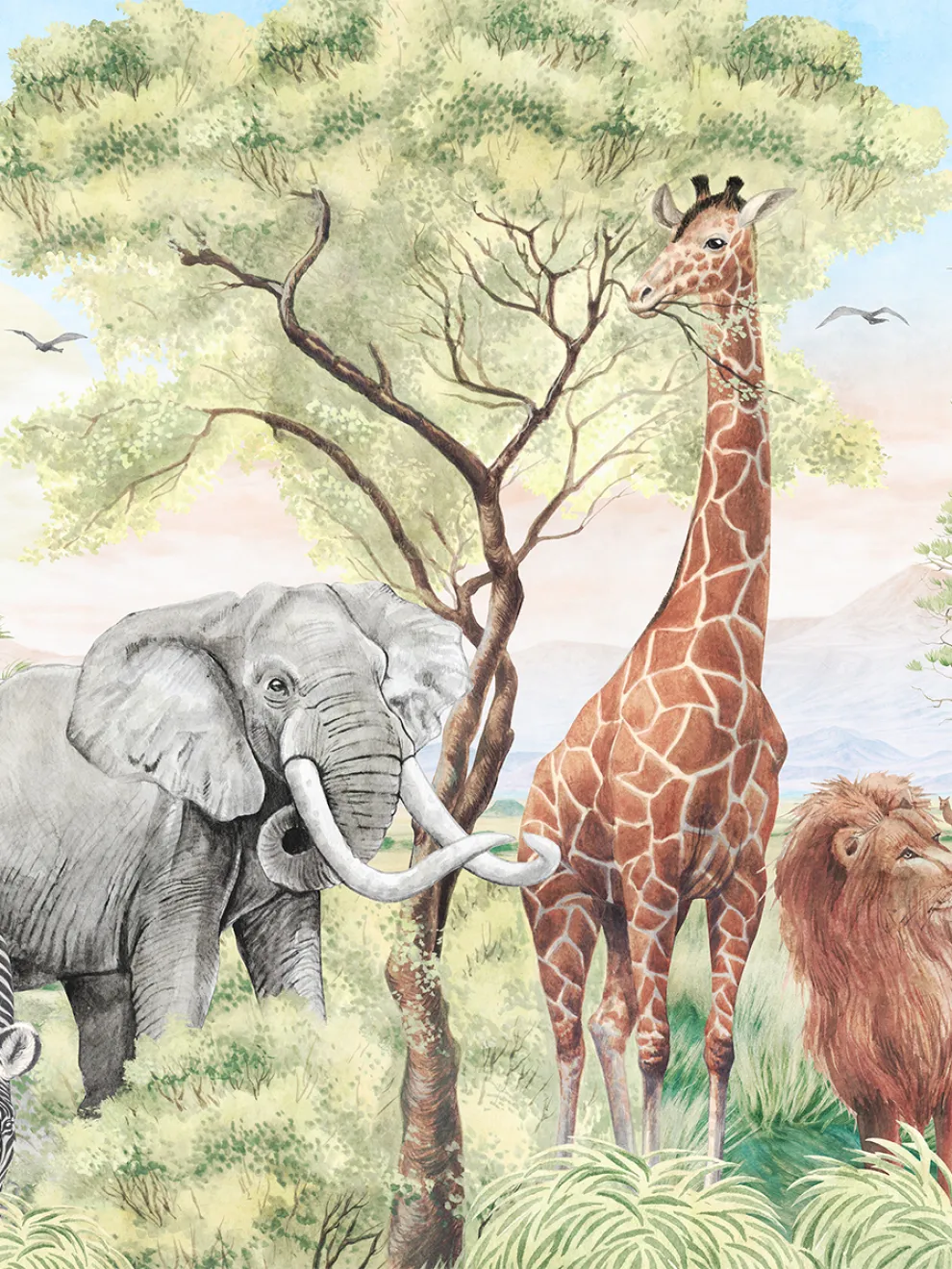 African Safari Panorama Wildlife Wallpaper Mural