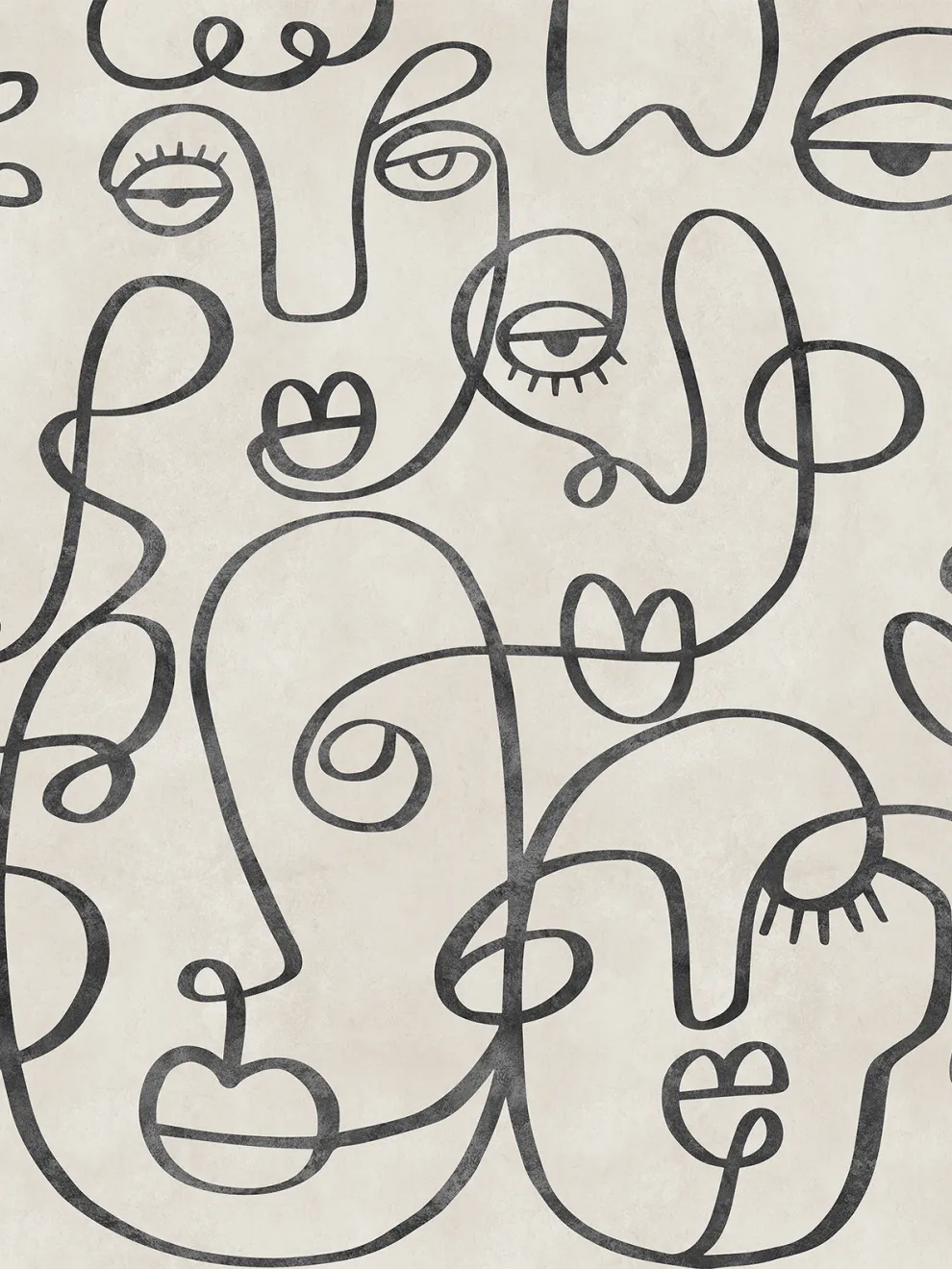 Abstract Line Art Neutral Tones Wallpaper Mural