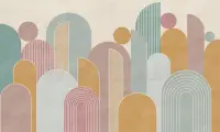 Colorful Geometric Arches Pastel Wallpaper Mural