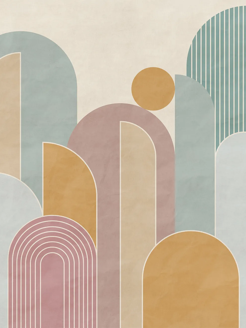 Colorful Geometric Arches Pastel Wallpaper Mural