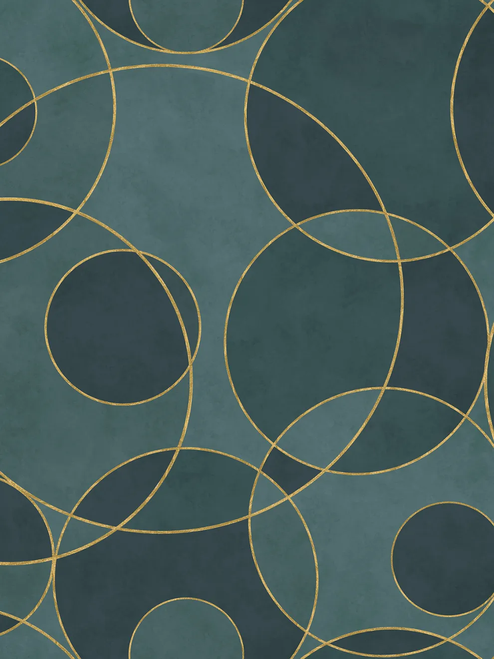 Opulent Circular Patterns Teal Wallpaper Mural