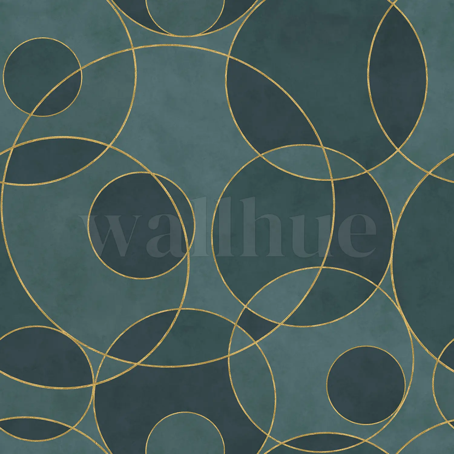 Opulent Circular Patterns Teal Wallpaper Mural