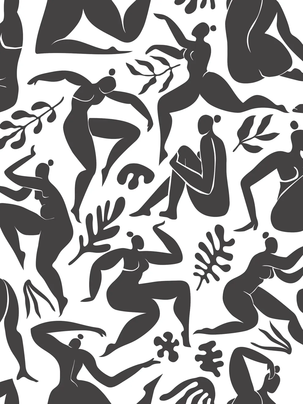 Elegant Abstract Ballet Figures Wallpaper Mural