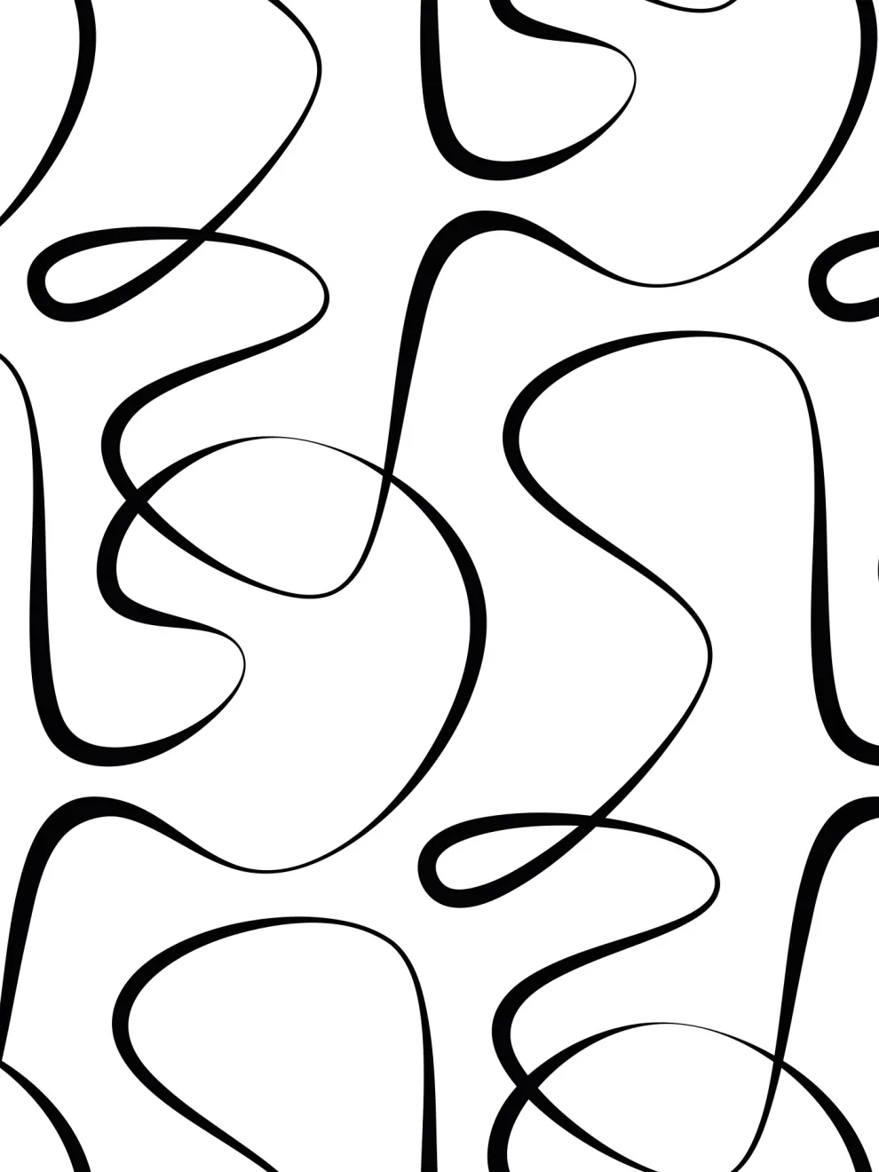 Abstract Black and White Line Art Wallpaper Mural
