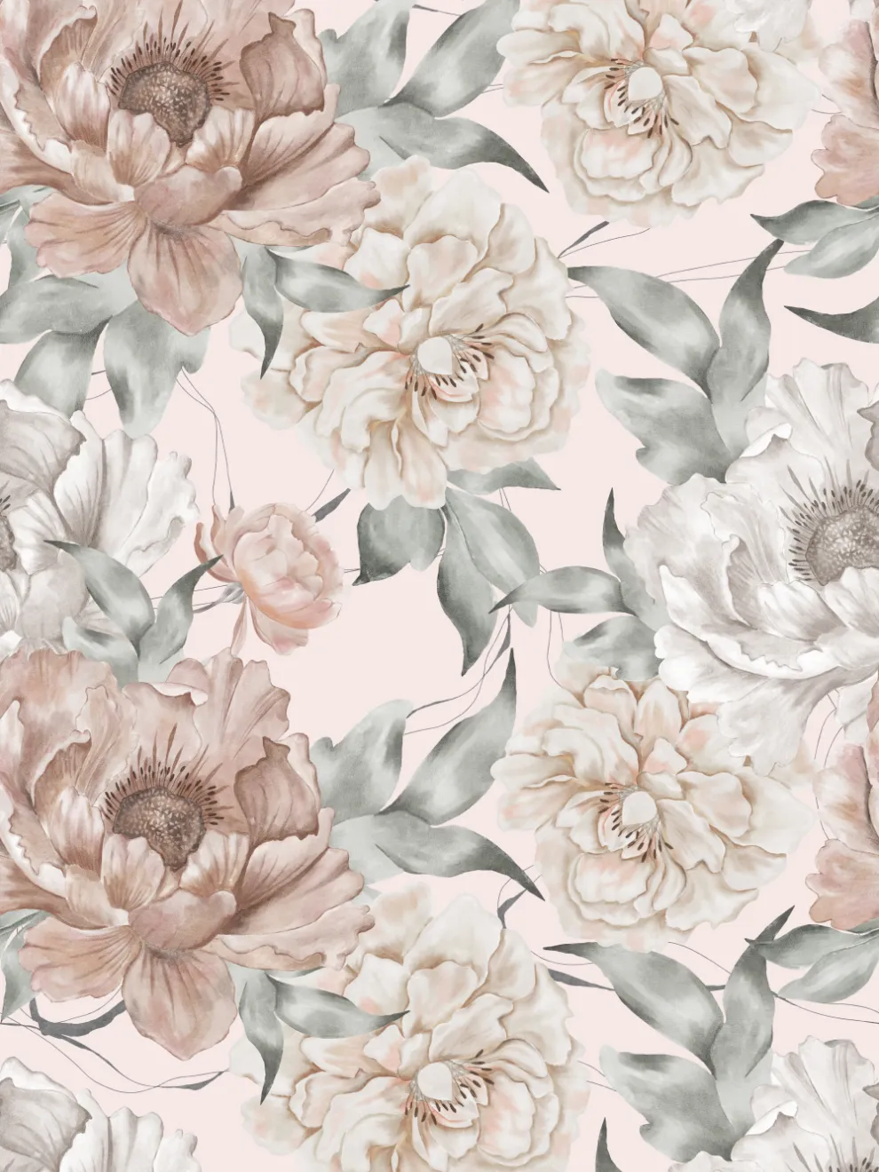 Elegance Blush Peony Wallpaper Mural