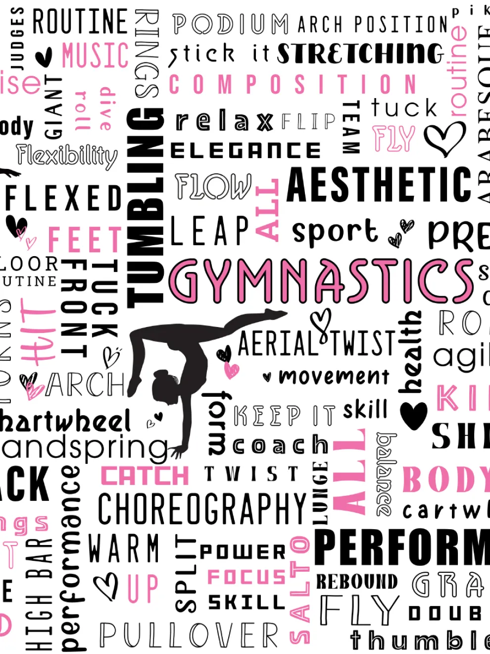 Inspirational Gymnastics Silhouette Text Wallpaper Mural