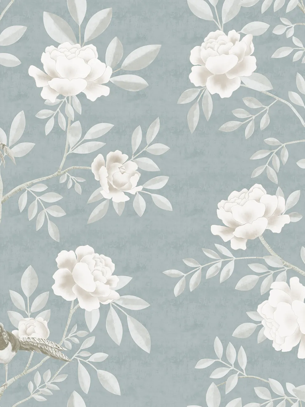 Serene Chinoiserie Garden Birds Wallpaper Mural