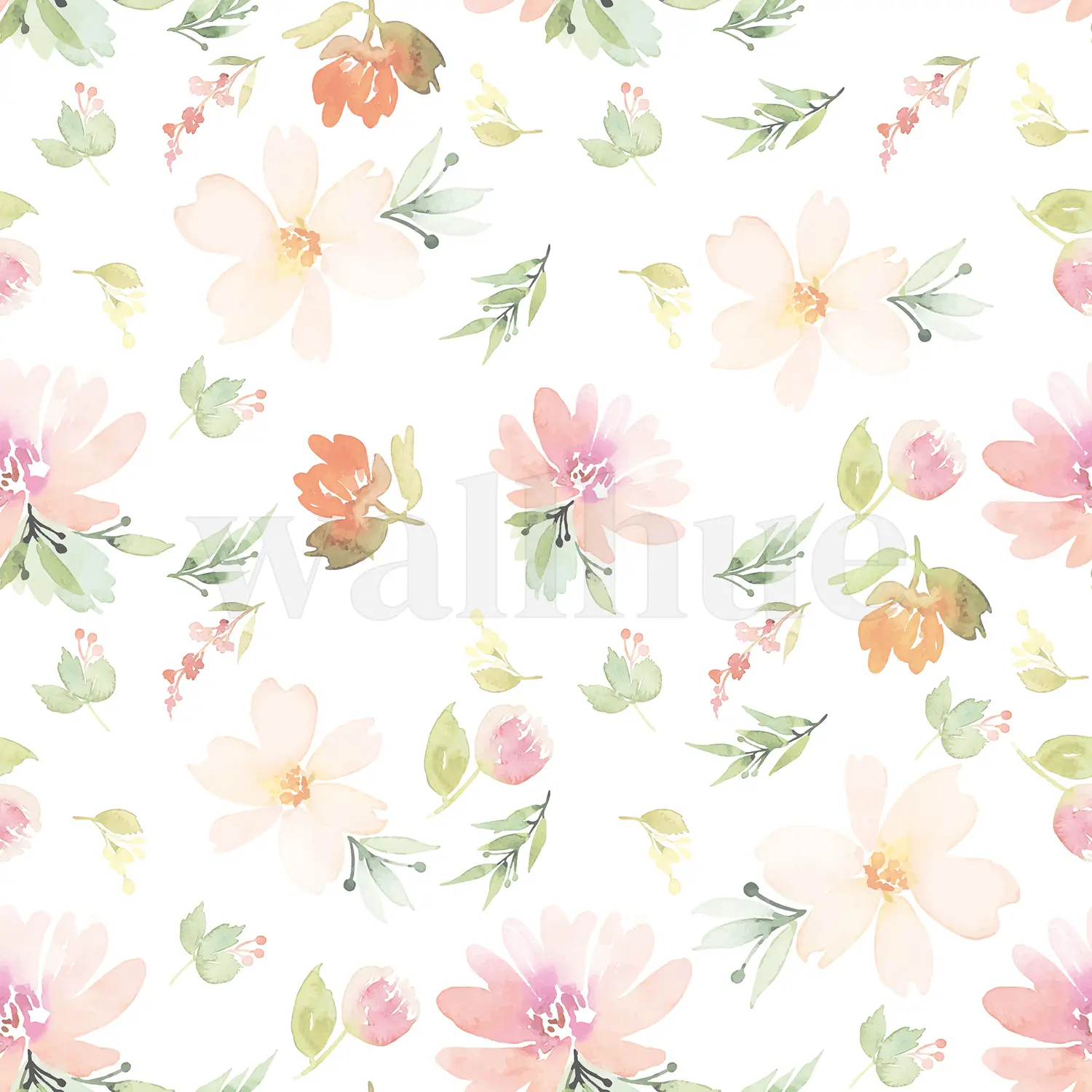 Delicate Watercolor Florals Wallpaper Mural