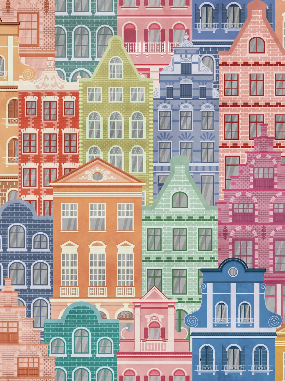 Whimsical Townhouse World for Kids Wallpaper Mural