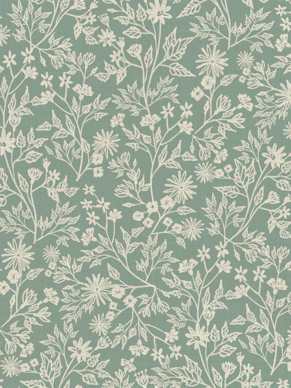 Sage Green Botanical Sketch Wallpaper Mural