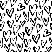 Artistic Hand Drawn Hearts Pattern Wallpaper Mural