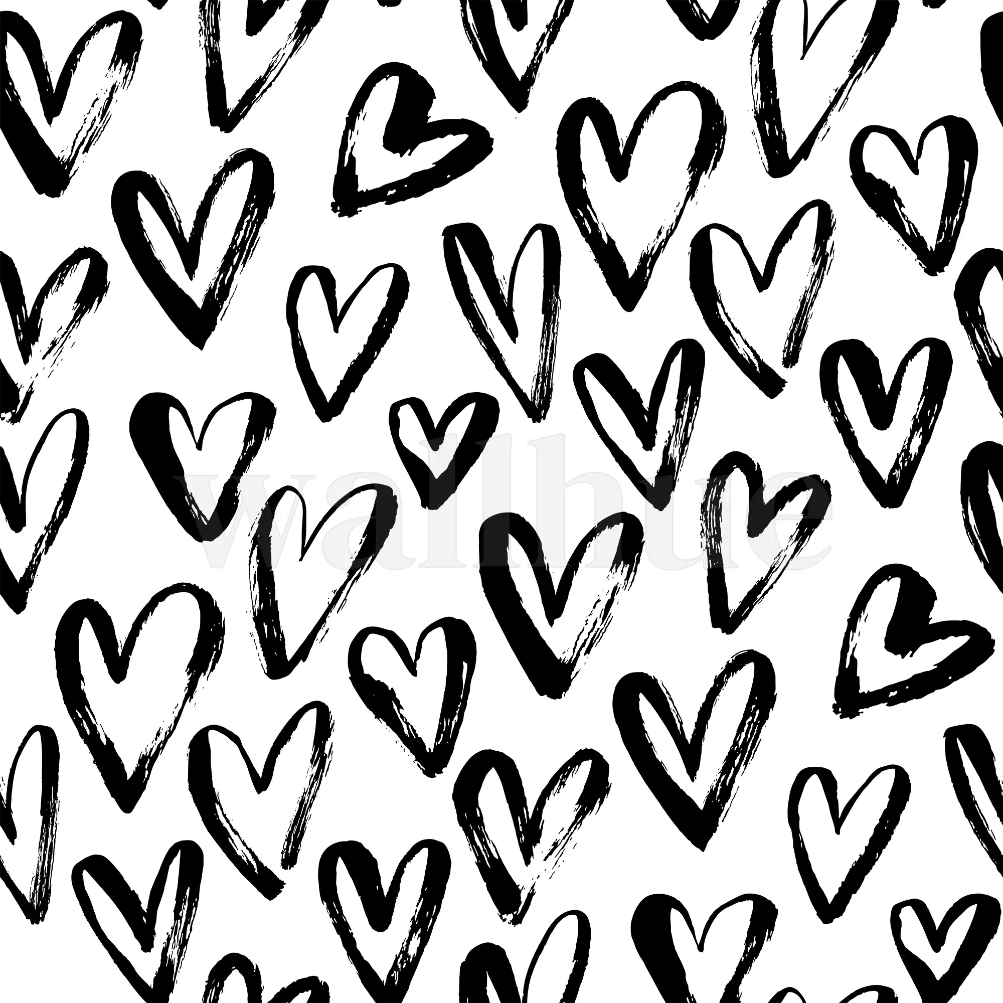 Artistic Hand Drawn Hearts Pattern Wallpaper Mural