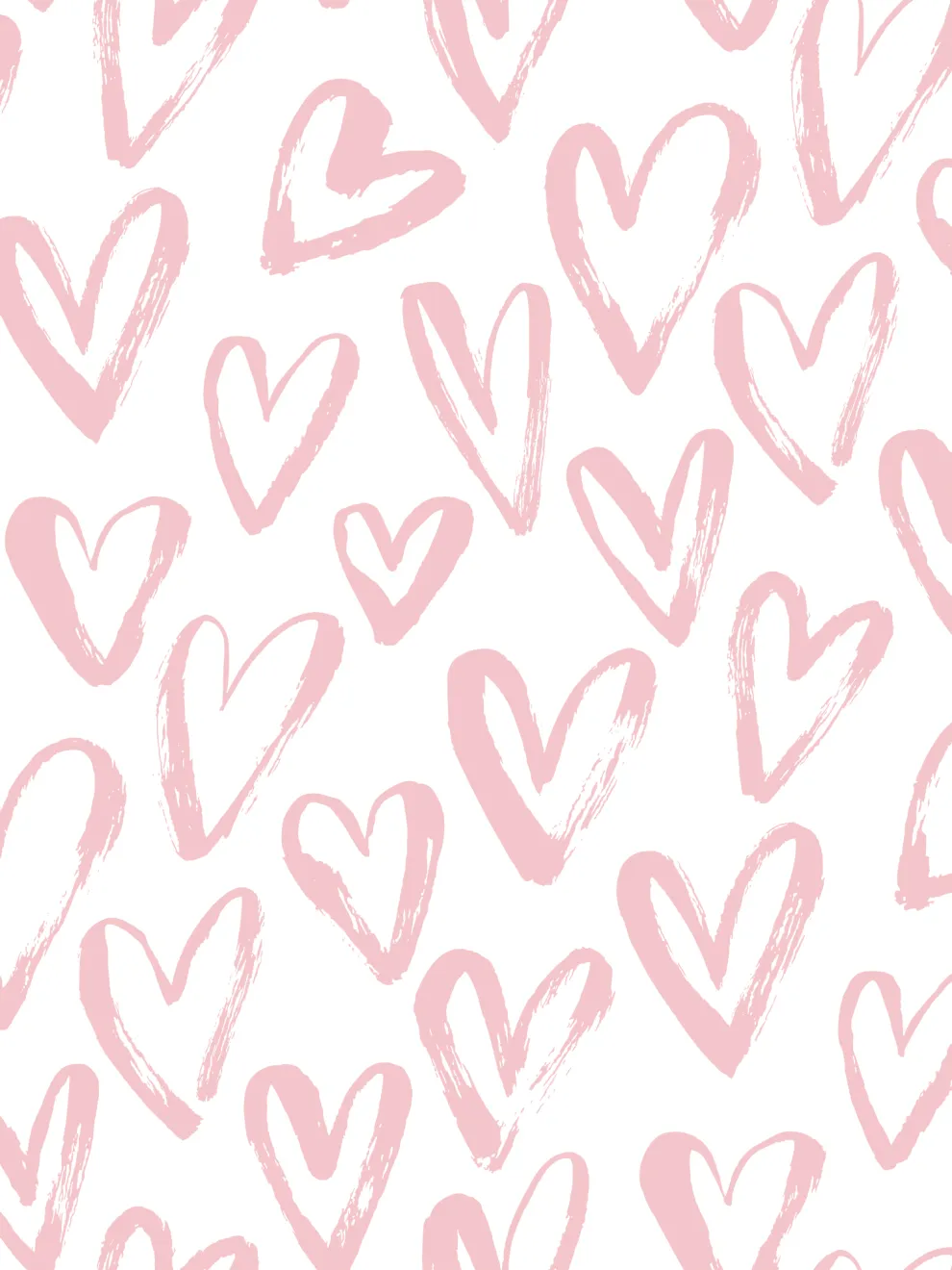 Artistic Hand Drawn Hearts Pattern Wallpaper Mural