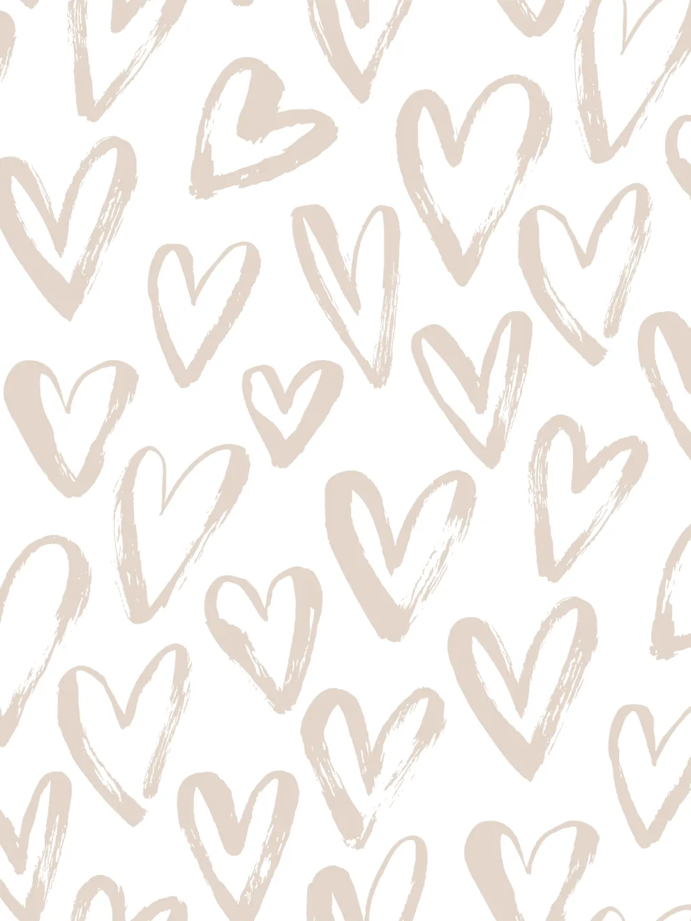 Artistic Hand Drawn Hearts Pattern Wallpaper Mural