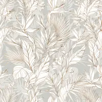 Modern Boho Leaves Pattern Wallpaper Mural