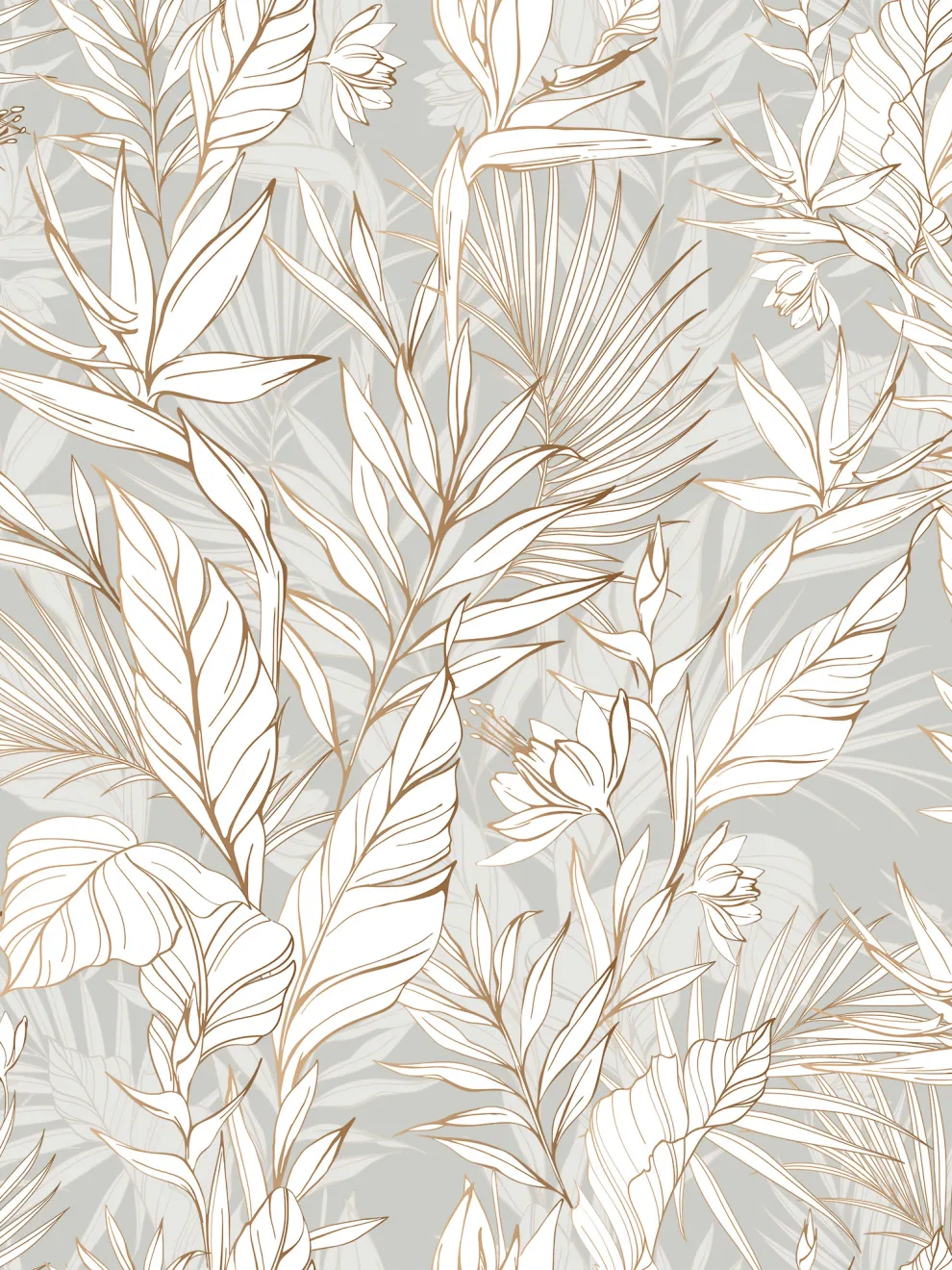 Modern Boho Leaves Pattern Wallpaper Mural