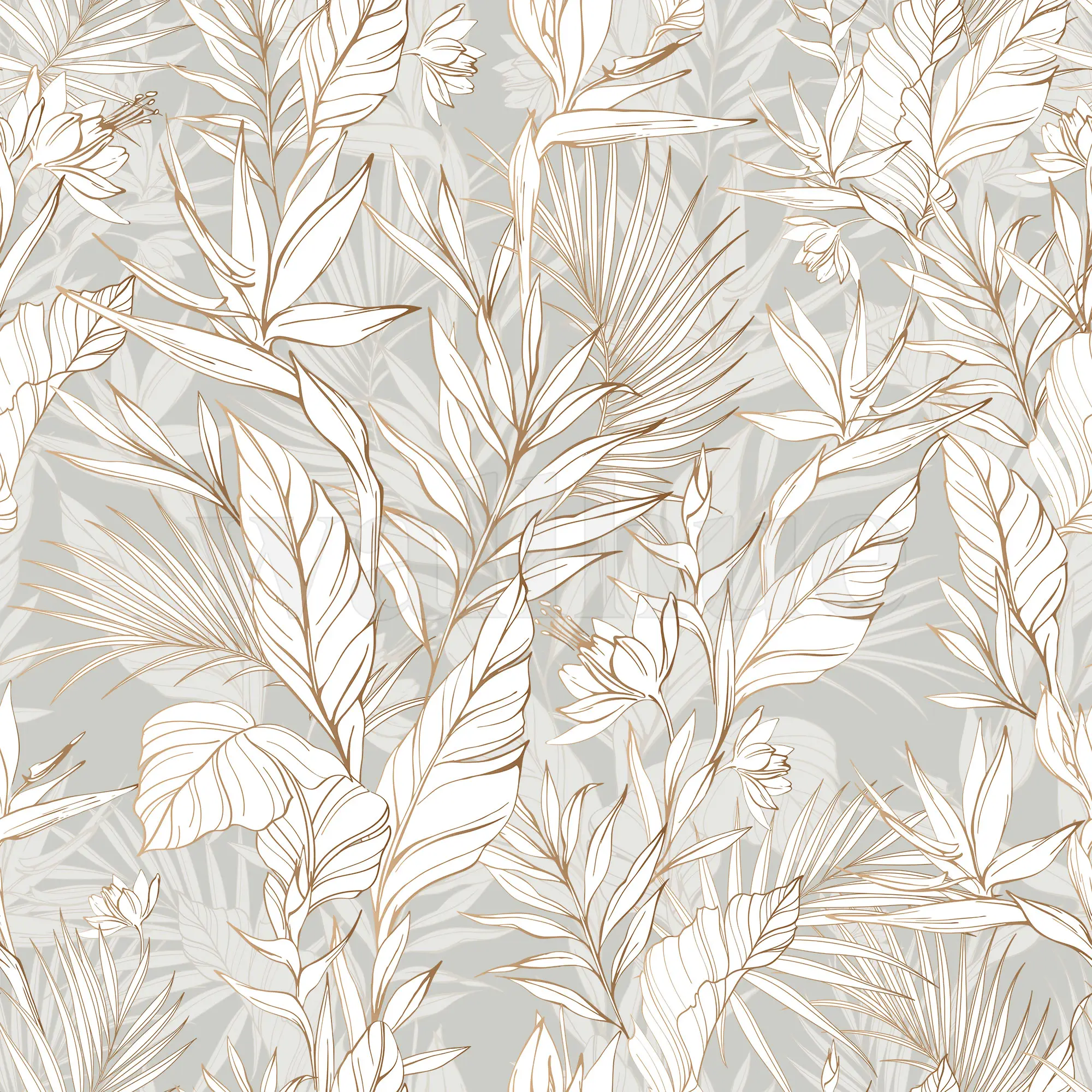 Modern Boho Leaves Pattern Wallpaper Mural