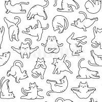 Charming Yoga Kittens Pattern  Wallpaper Mural