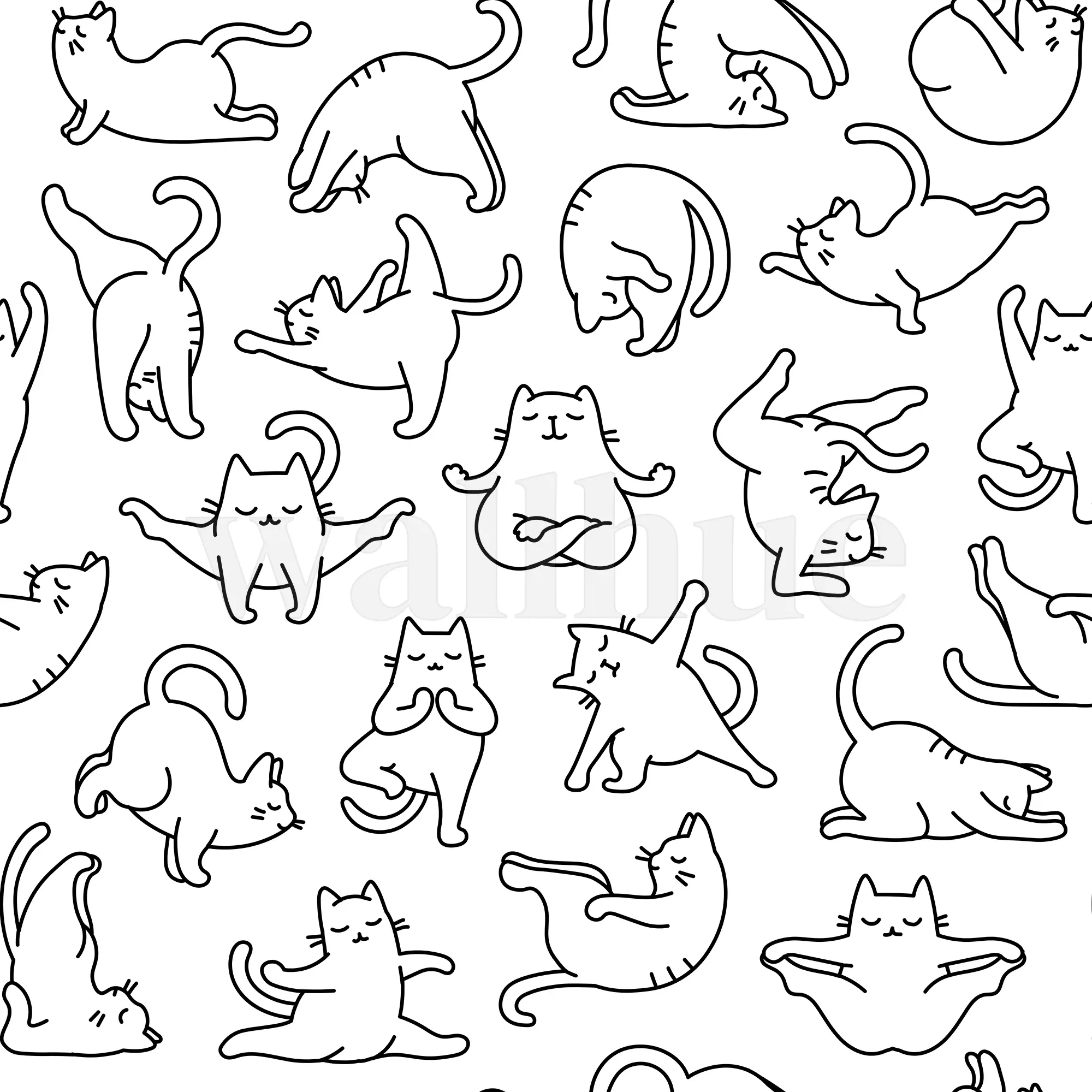 Charming Yoga Kittens Pattern  Wallpaper Mural