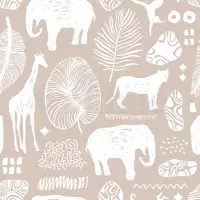 African Safari Animals Pattern Wallpaper Mural