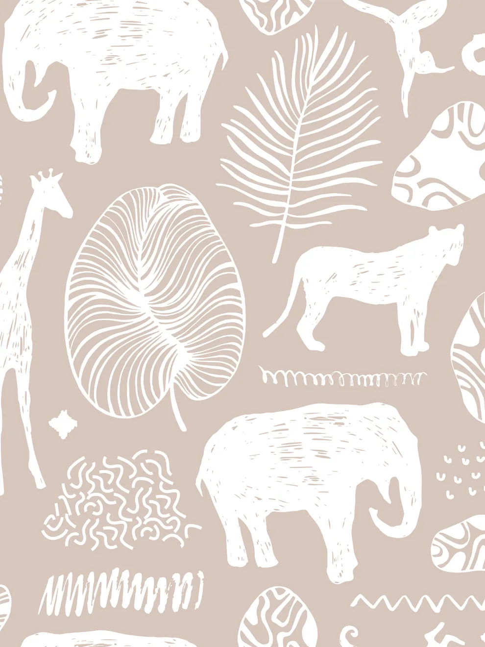 African Safari Animals Pattern Wallpaper Mural