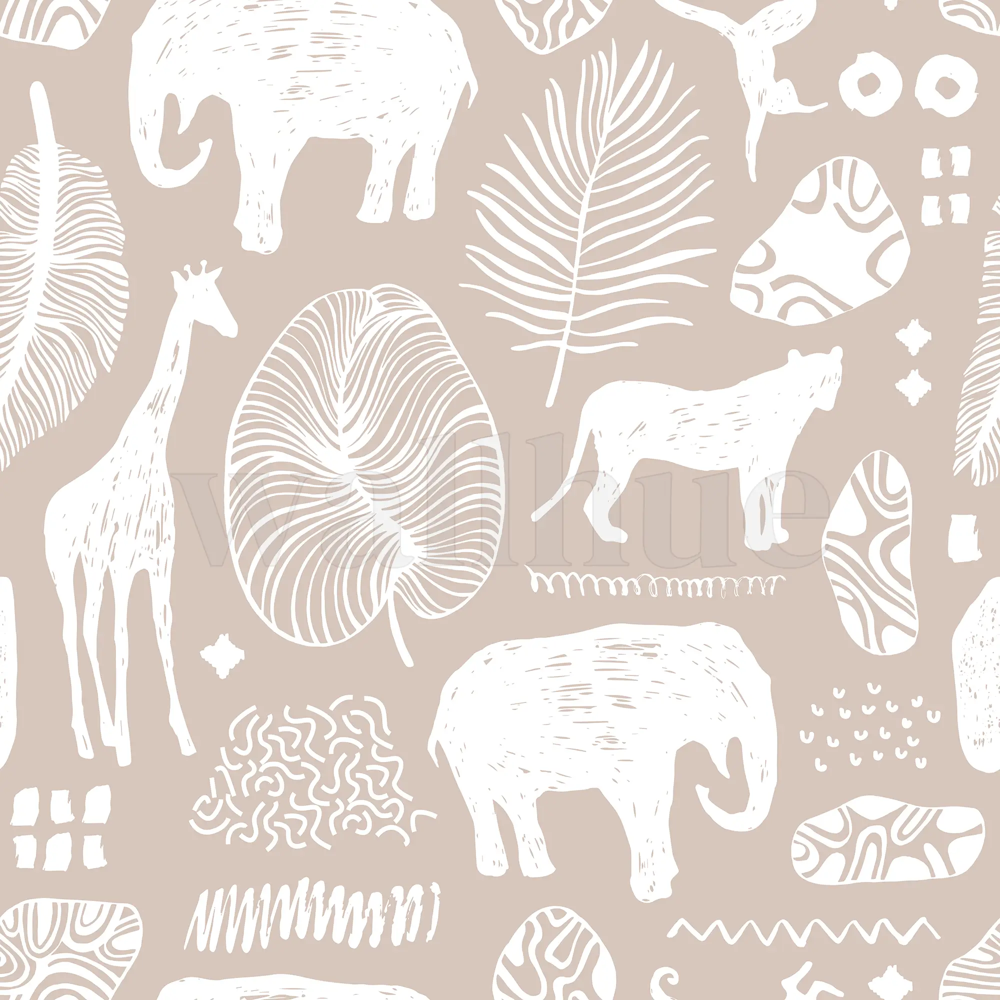 African Safari Animals Pattern Wallpaper Mural