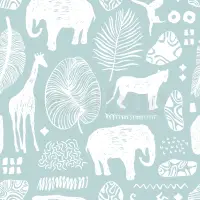 African Safari Animals Pattern Wallpaper Mural