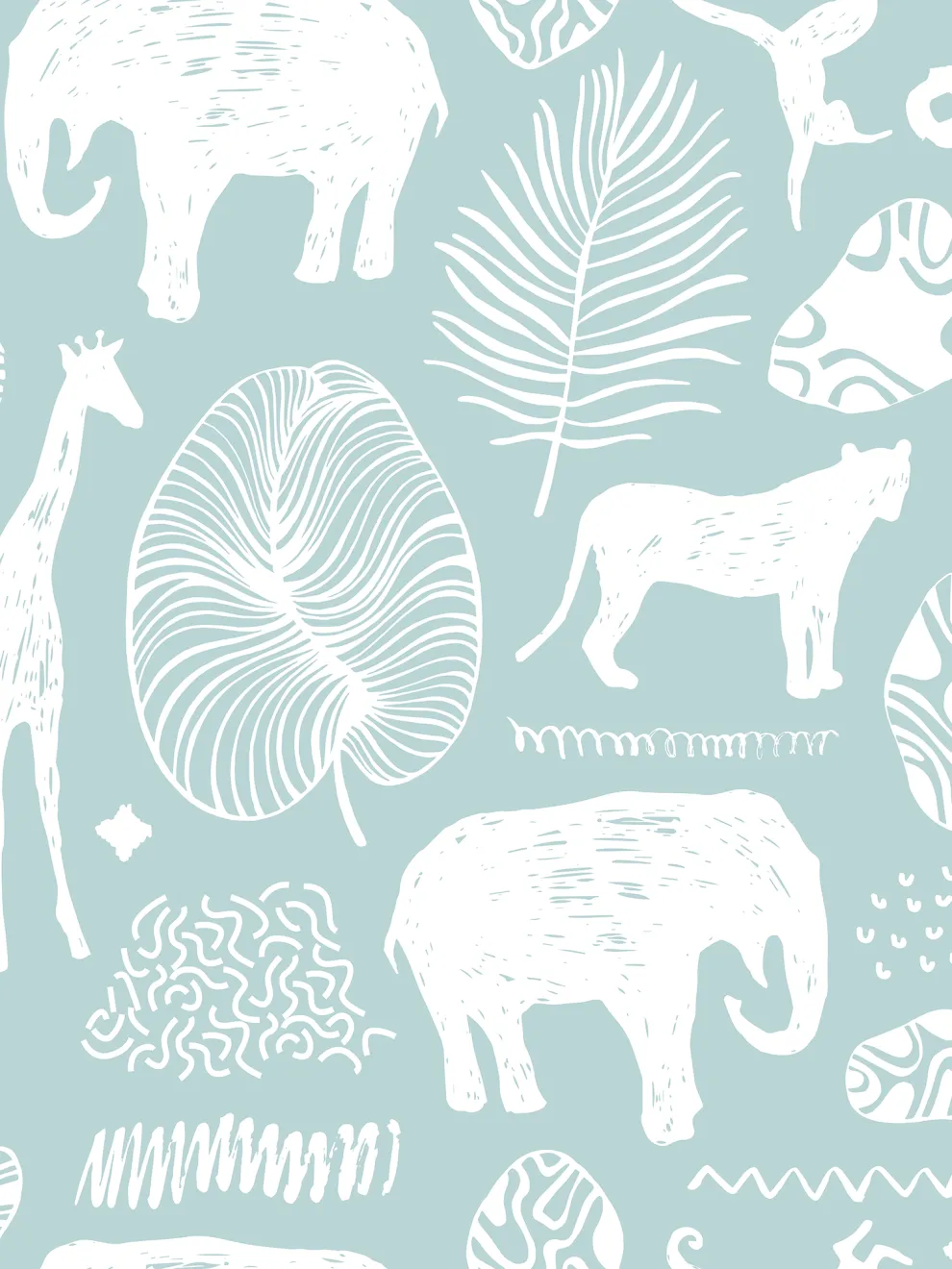 African Safari Animals Pattern Wallpaper Mural